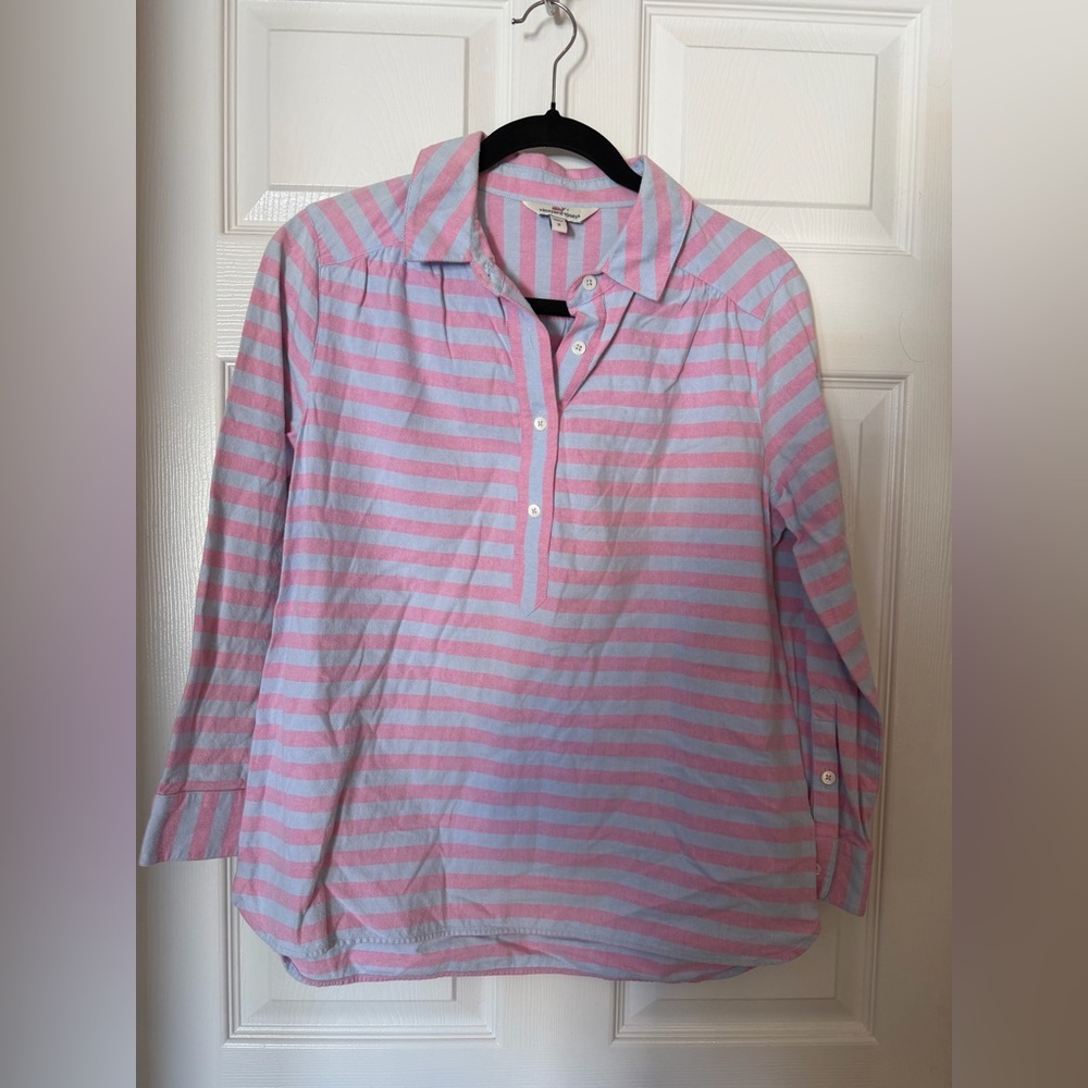 Vineyard Vines Pink and Blue Striped Women's Button Down Shirt